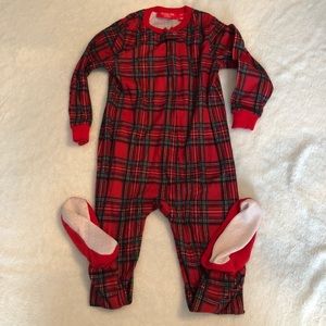 Plaid Christmas footie pajamas!